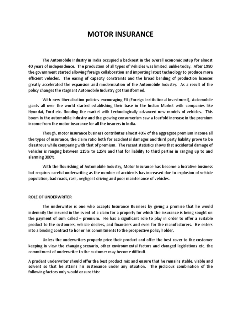 Motor Insurance Guide PDF Liability Insurance Insurance Policy