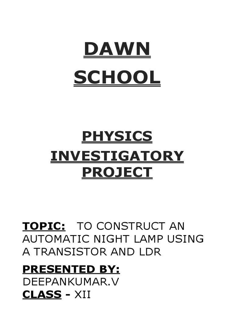 Class 12 Physics Project File | PDF | Transistor | Bipolar Junction ...