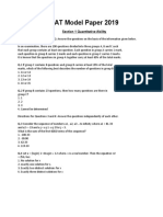 CAT Model Paper 2019 Section 1 Quantitative Ability
