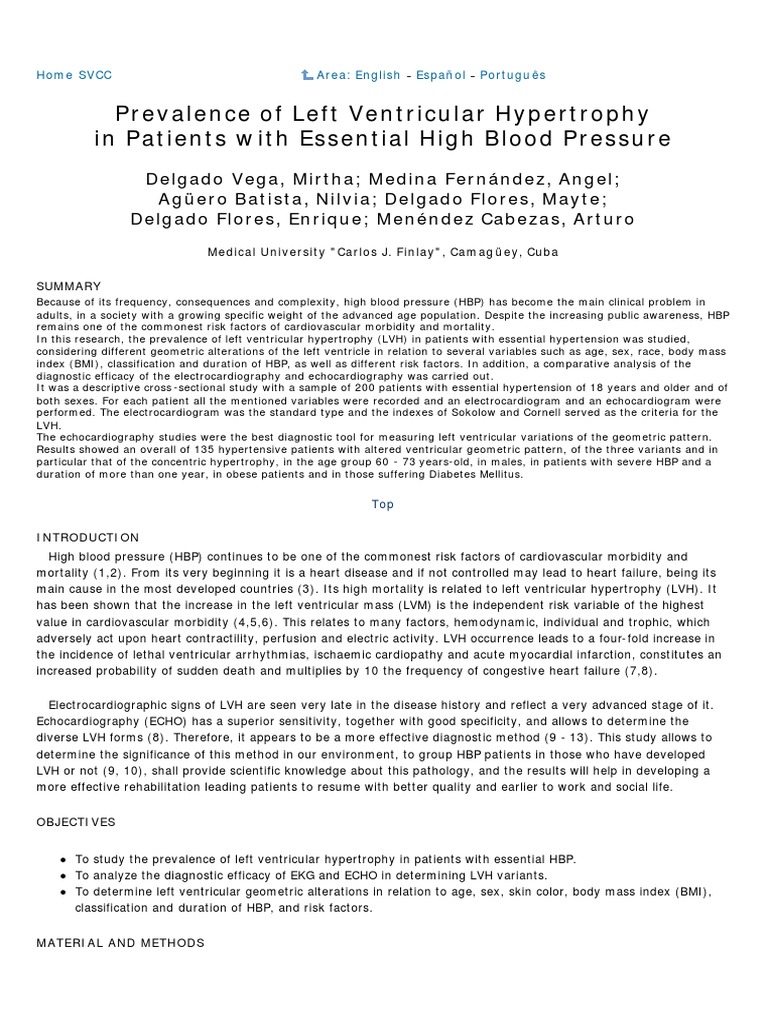 Prevalence of Left Ventricular Hypertrophy in Patients With Essential ...