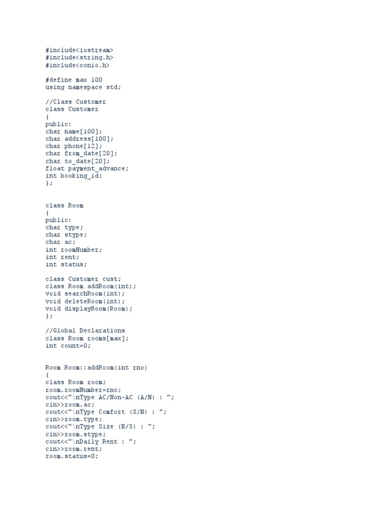 Hotel Management System 2 | PDF | Computer Programming | Object ...
