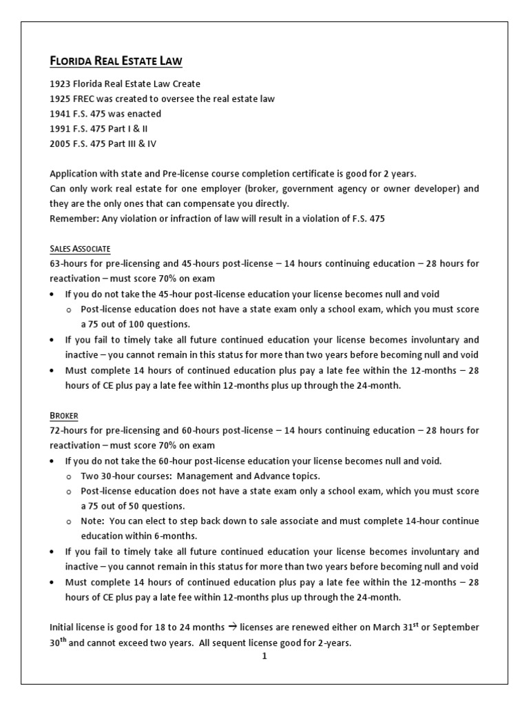 Florida Real Estate Law PDF Real Estate Broker Concurrent Estate
