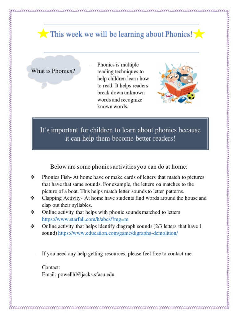 Phonics Activities for Home Learning | PDF