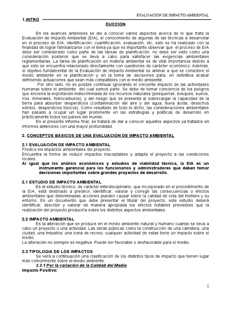 Guía Completa sobre Evaluación de Impacto Ambiental | PDF | Evaluación ...