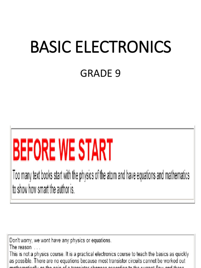 Grade 9 Basic Electronics Overview | PDF