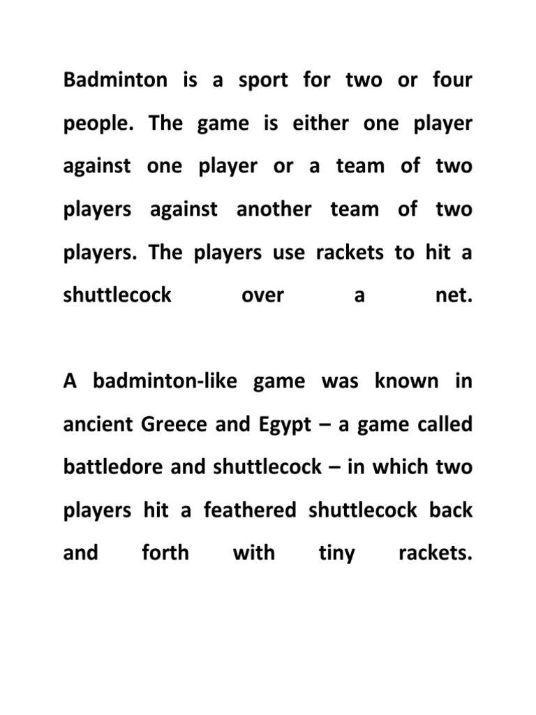 History and Basics of Badminton | PDF | Athletic Sports | Racquet Sports
