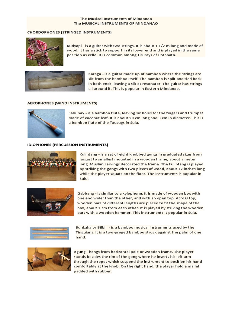 The Musical Instruments of Mindanao PDF Musical Instruments