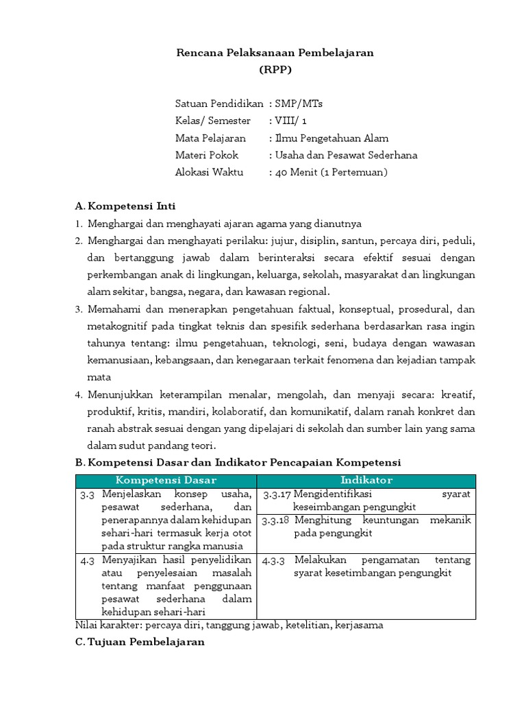 Beny Kelas 8 KD 3.3 RPP Micro Teaching | PDF | Karier & Perkembangan