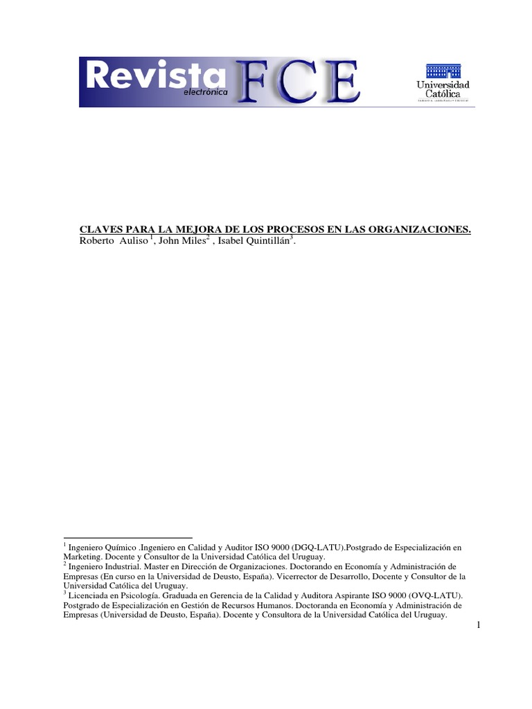 Claves para La Mejora de Los Procesos en Lasorganizaciones PDF | PDF ...