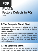 Faults: Factory Defects in PCS: Css G9