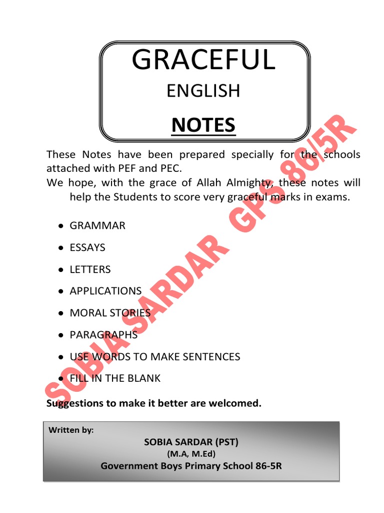 Graceful English Notes PDF Verb Adverb