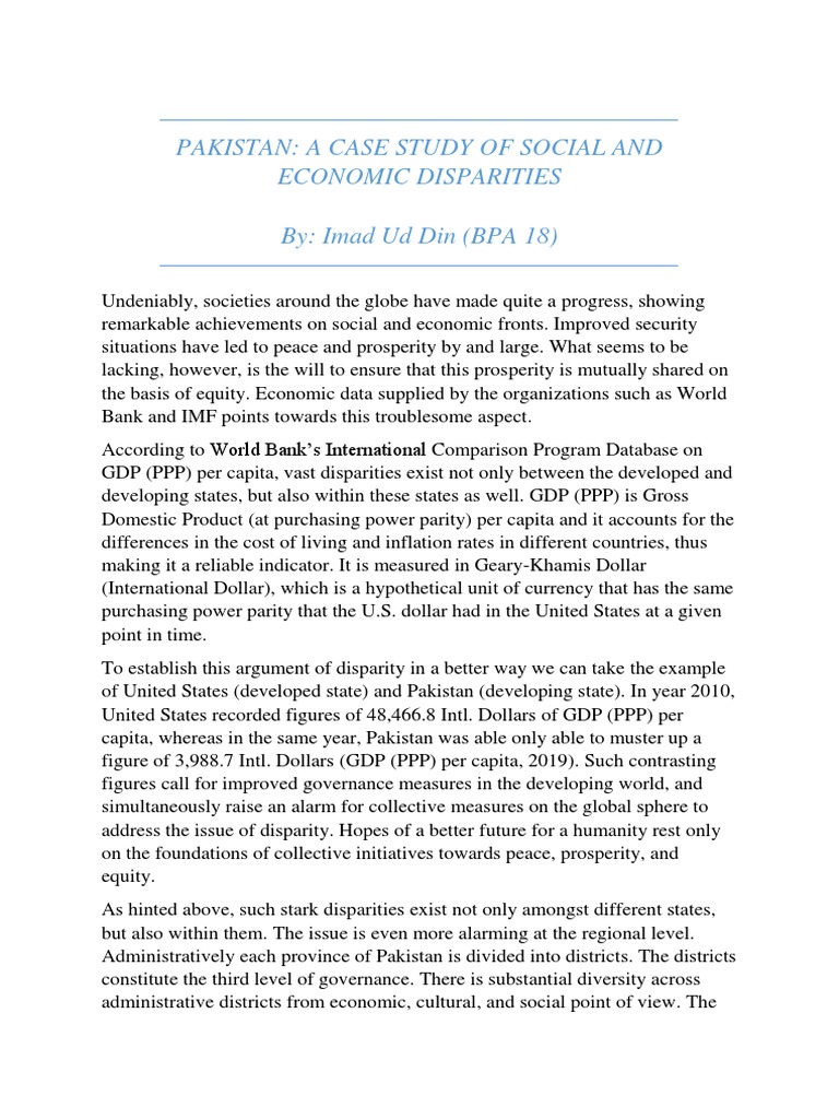 Economic Disparities in Pakistan | PDF | Purchasing Power Parity ...