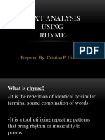 Text Analysis Using Rhyme: Prepared By: Cristina P. Lizada