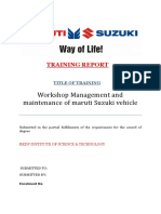 Workshop Management and Maintenance of Maruti Suzuki Vehicle