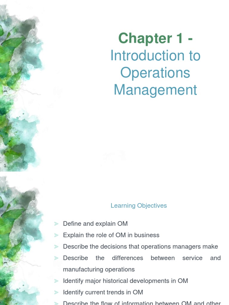 Operations Management Pdf – Chapter 1 An Introduction to Operations ...