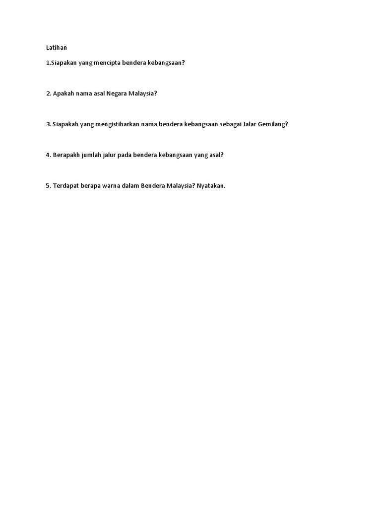 Latihan Bendera Kebangsaan Pdf
