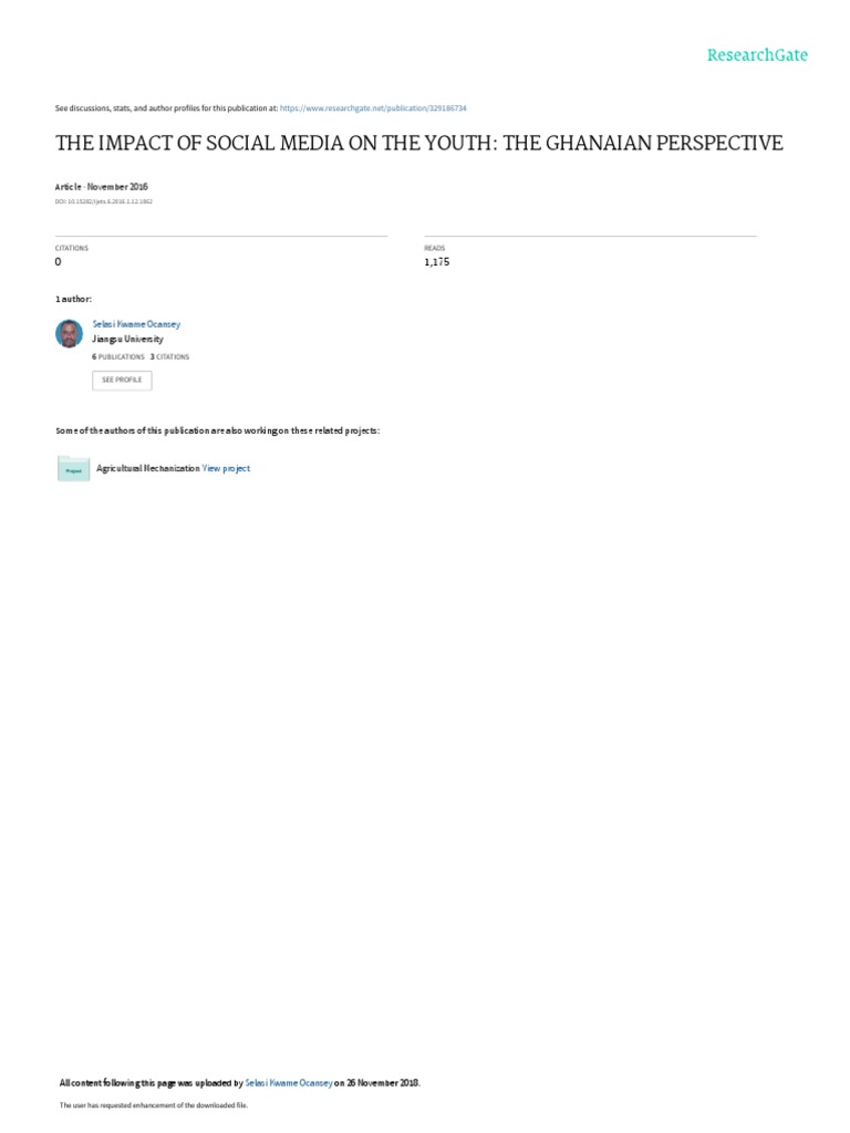The Impact of Social Media On The Youth The | PDF | Social Media ...