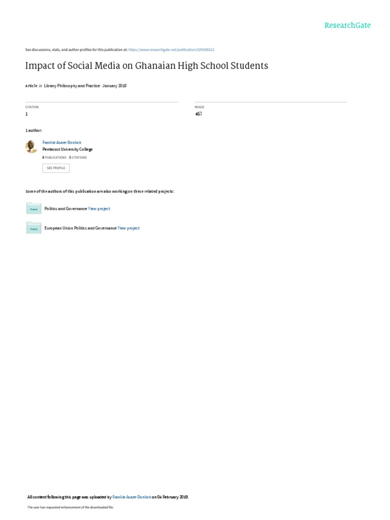 Social Media's Impact on Ghanaian Students | PDF | Social Media ...