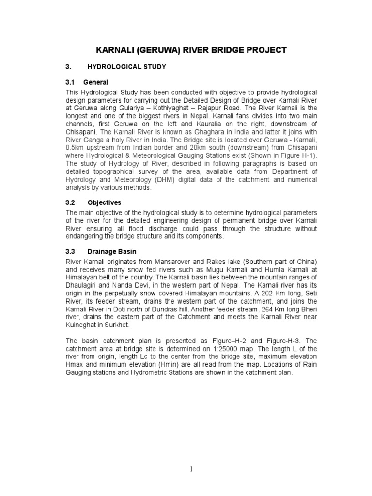 Geruwa River Bridge Hydrological Study | PDF | Drainage Basin | River