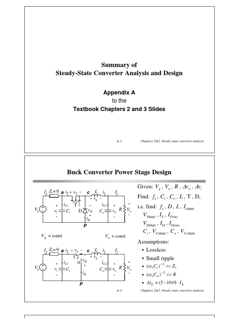 Summary of Steady-State Converter Analysis and Design: Appendix A | PDF ...