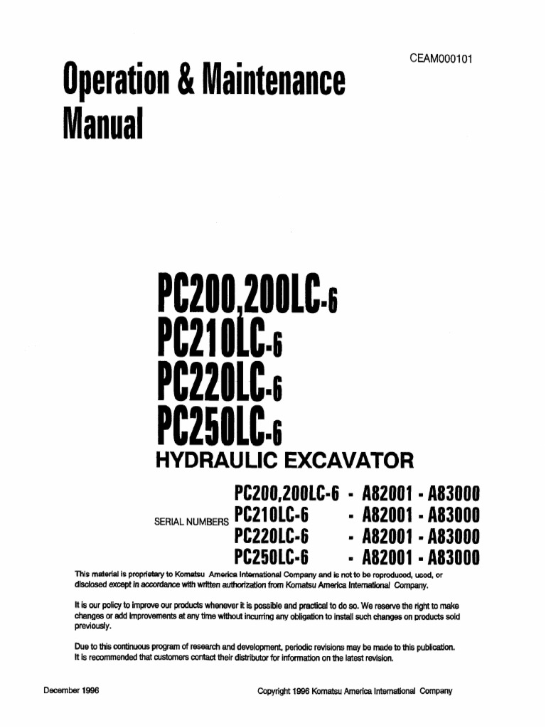 PC200LC6 (USA) Operation Manual PDF Hazards Motor Oil