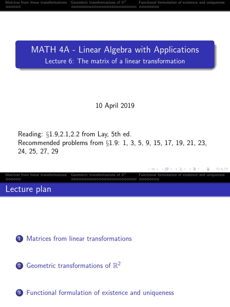 MATH 4A - Linear Algebra With Applications | PDF | Linear Map | Matrix ...