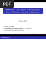 MATH 4A - Linear Algebra With Applications: Lecture 21: Characteristic Polynomial, and Diagonalization