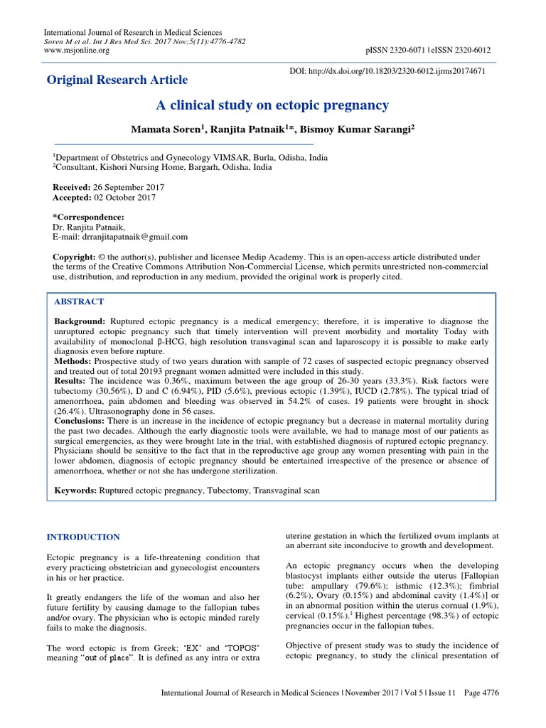 Ectopic Pregnancy | PDF | Health Sciences | Gynaecology