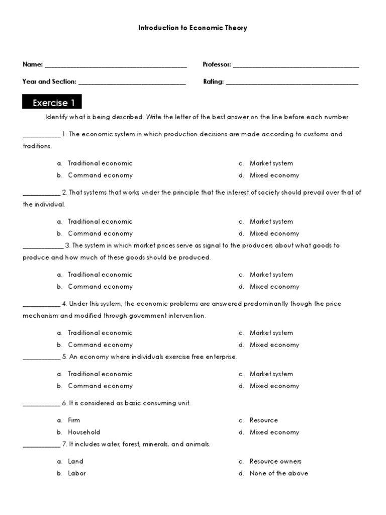 Introduction to Economic Theory Concepts | PDF | Supply And Demand ...