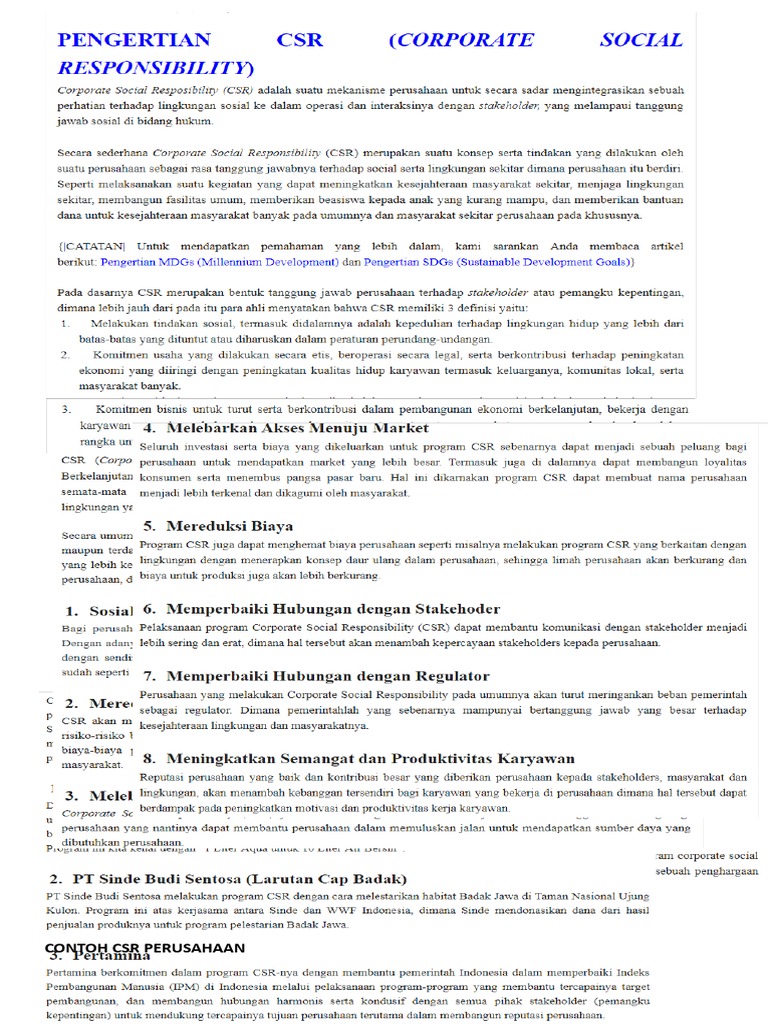 Contoh CSR Perusahaan | PDF