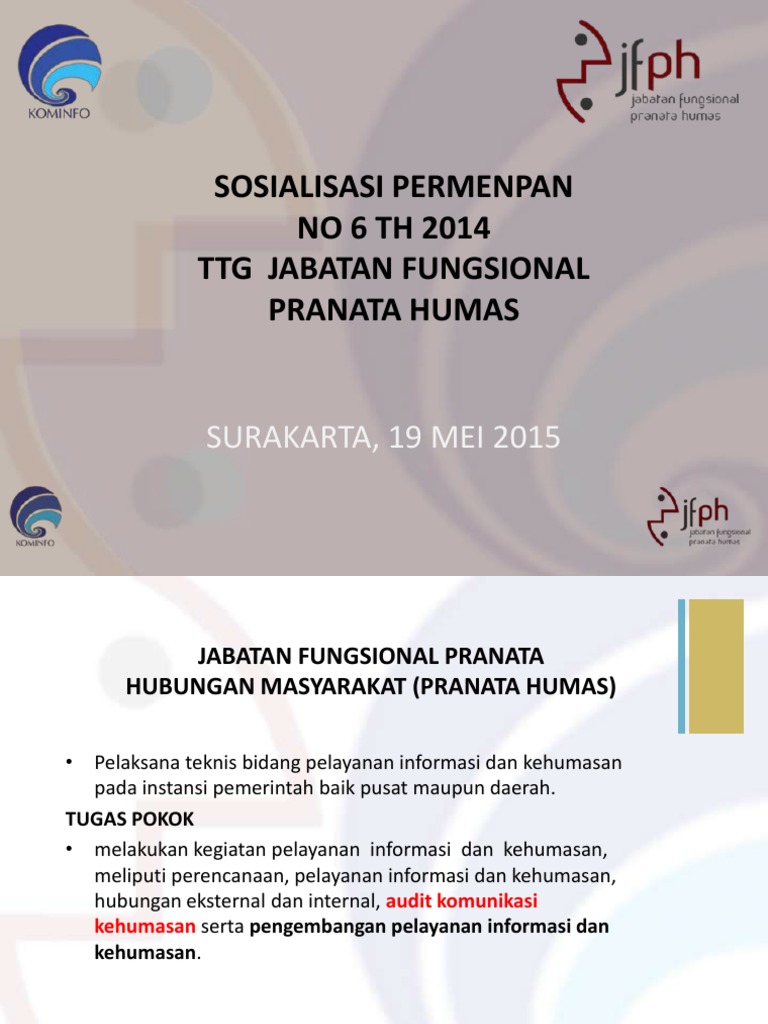Jabatan Fungsional Pranata Humas 2014 | PDF