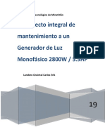 Proyecto Integral de Mantenimiento a Un Generador de Luz 2800W 5.5HP