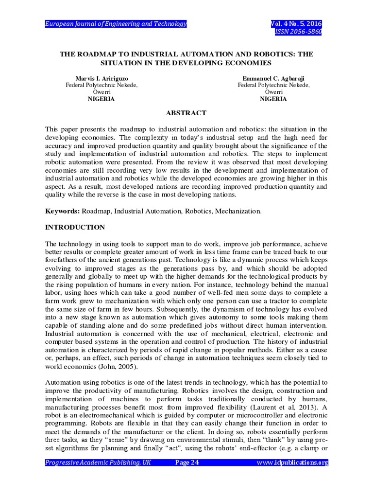 Roadmap to Industrial Automation in Developing Economies | PDF ...