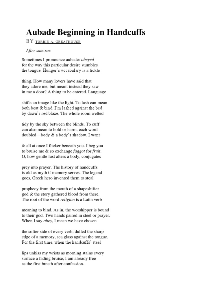 Beginning in Handcuffs An Aubade Poem PDF