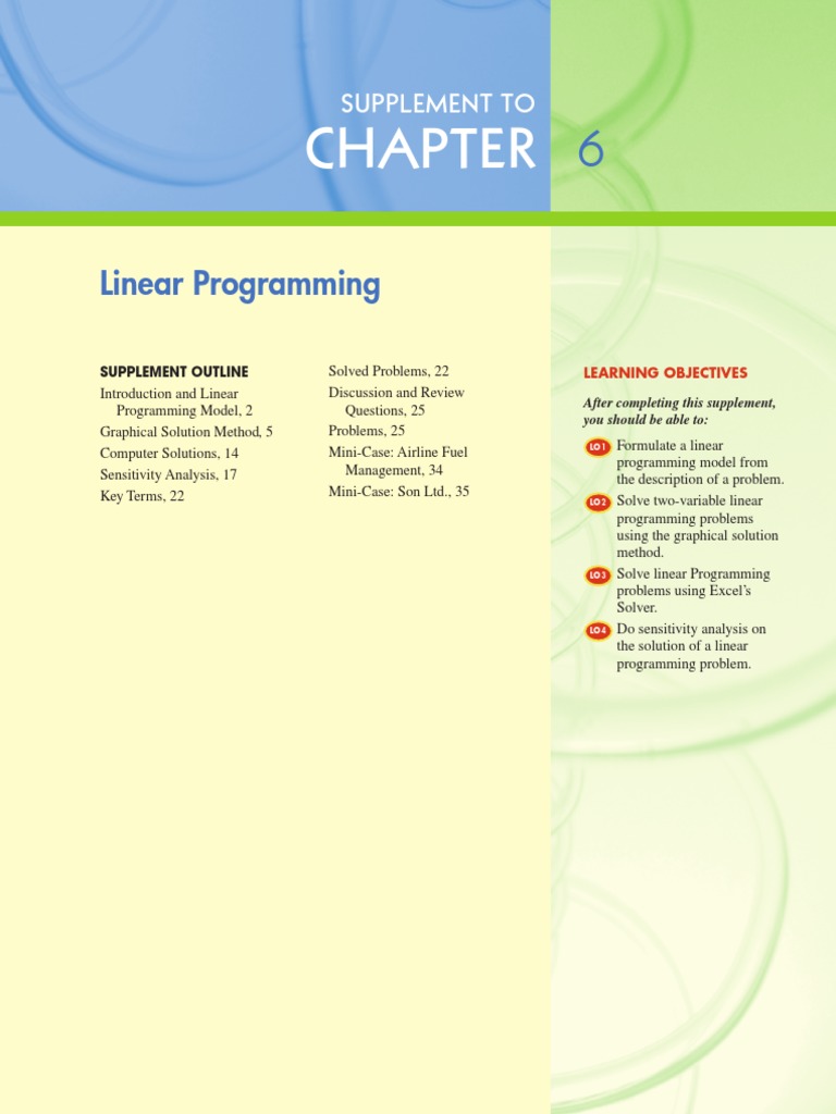Ch06 Linear Programming | PDF | Mathematical Optimization | Linear ...