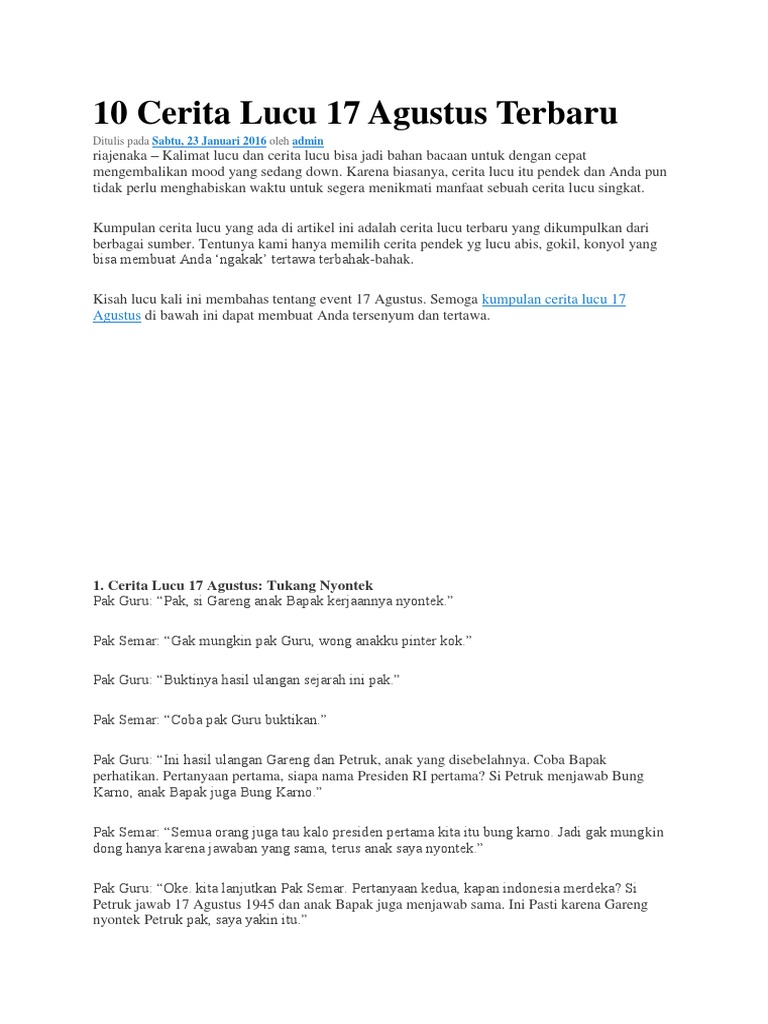 10 Cerita Lucu 17 Agustus Terbaru