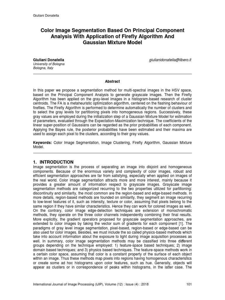 Color Image Segmentation Using PCA and FA | PDF | Image Segmentation ...