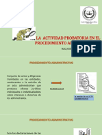 La Actividad Probatoria en El Procedimiento Administrativo: Mag. José Felipe Villanueva Butrón