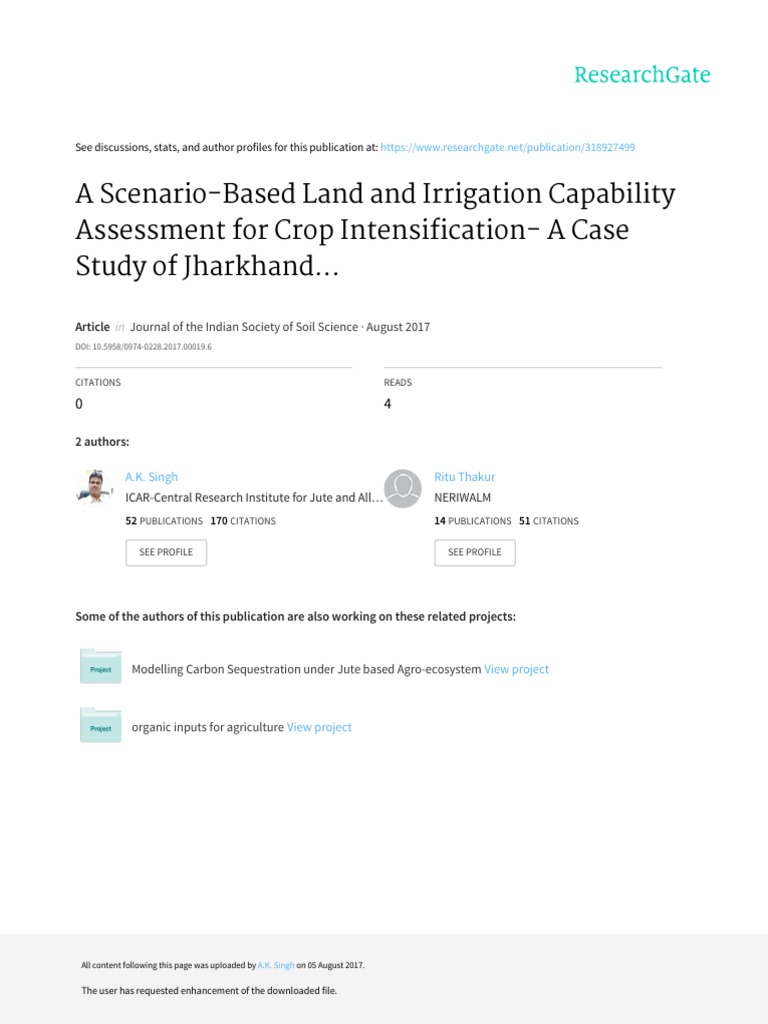 Ritu Thakur Paper 2017 With A K Singh PDF Soil Agriculture
