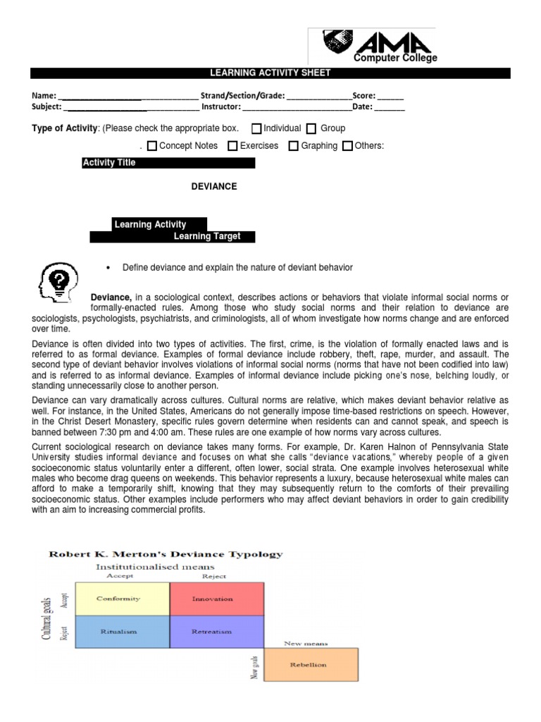 Learning Activity Sheet: Computer College | PDF | Deviance (Sociology ...