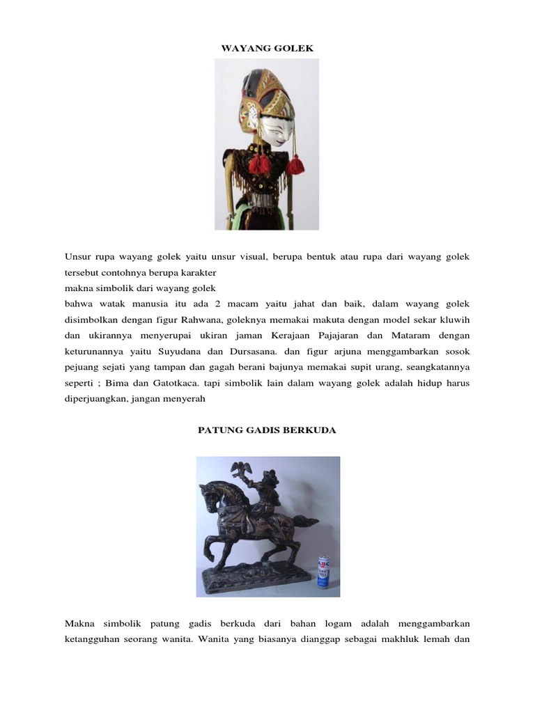 Unsur Unsur Rupa Wayang Golek Dan Makna Simbolik  
