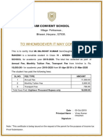 Certificate for student fees paid
