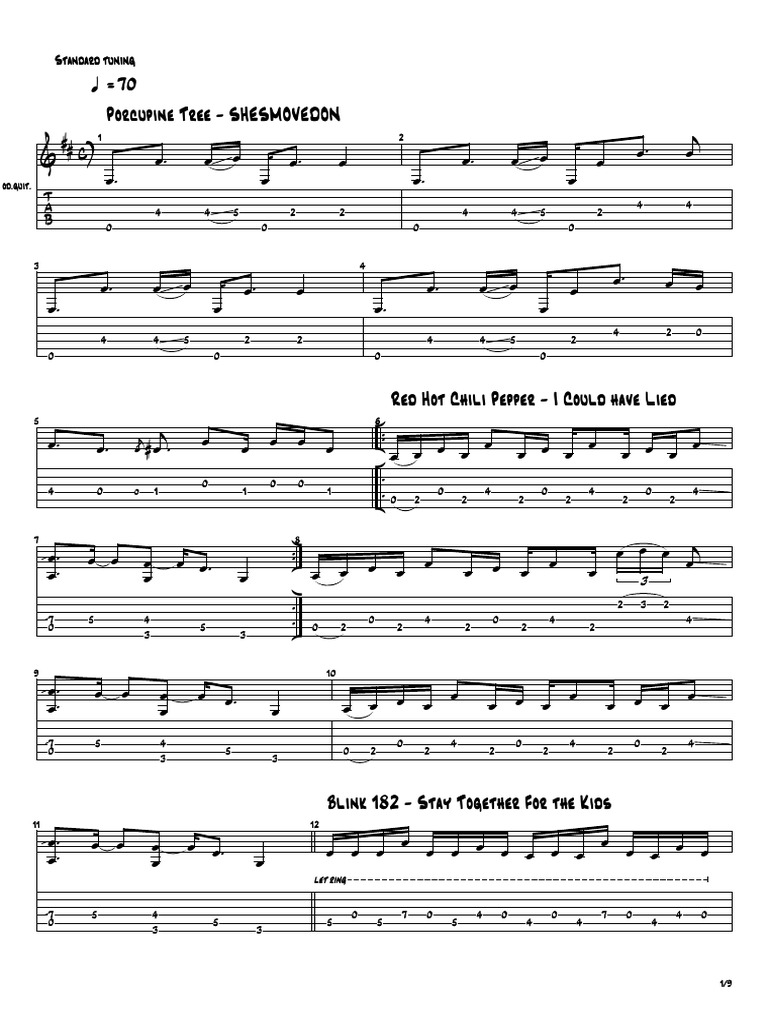 Easy Guitar Riffs (Standard Tuning) | Download Free PDF | Rock Music ...