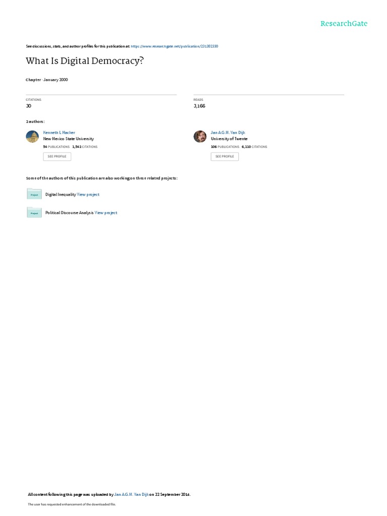 What Is Digital Democracy January 2000 Pdf Political Campaigns