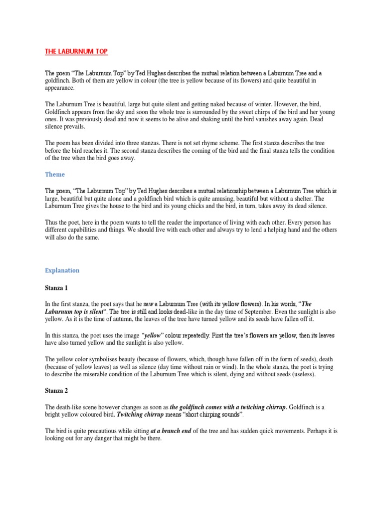 The Laburnum Top Poetry Nature