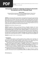 Demographic Dividend in Indonesia: Prospect For Economic Development and The Challenge Ahead