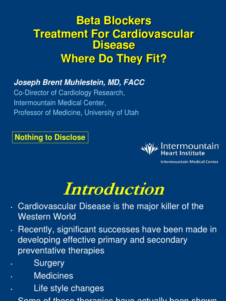 Beta Blockers Treatment For Cardiovascular Disease Where