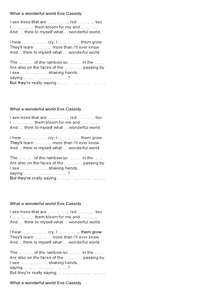 What A Wonderful World Eva Cassidy PDF