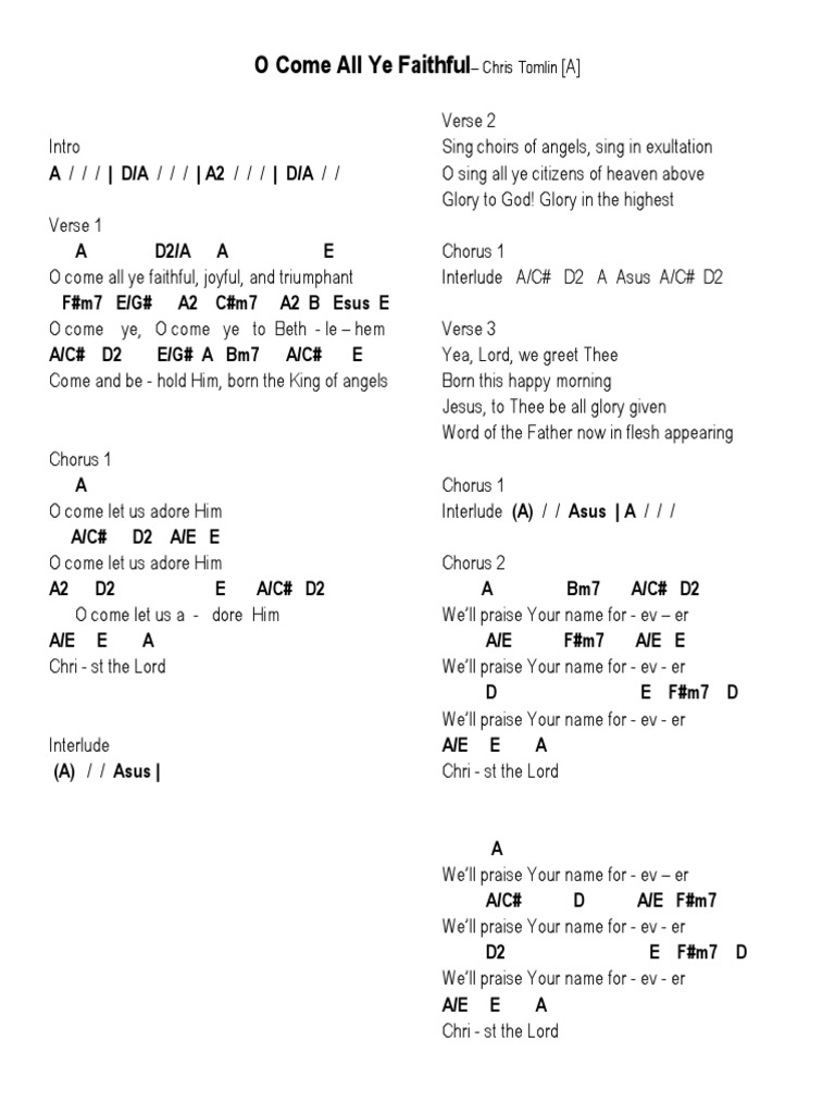O Come All Ye Faithful A Chris Tomlin Religious Belief And Doctrine