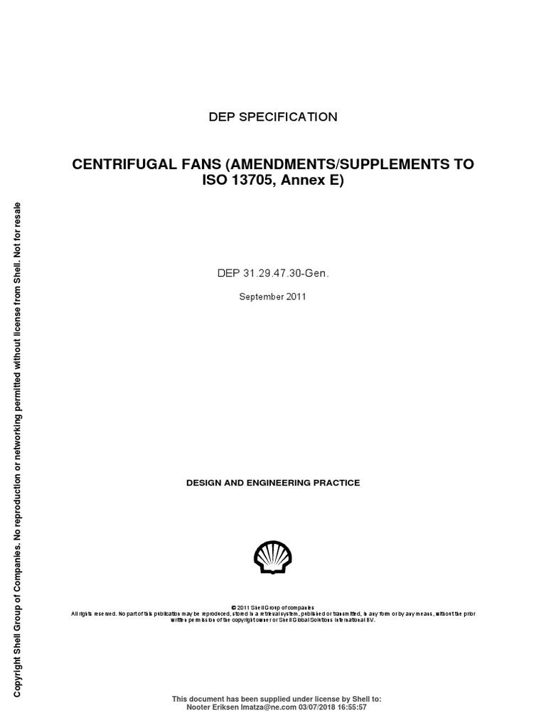 CENTRIFUGAL FANS (AMENDMENTS/SUPPLEMENTS TO ISO 13705, Annex E) | PDF ...